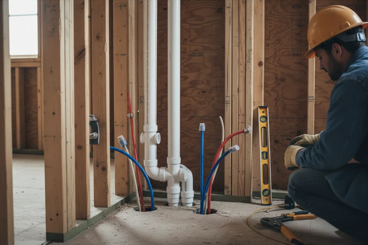 Drain and supply rough-in during Drain Cleaning in Honey Brook