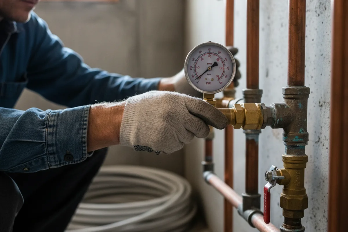 Pressure testing a repaired line during Water Line Repair in Honey Brook